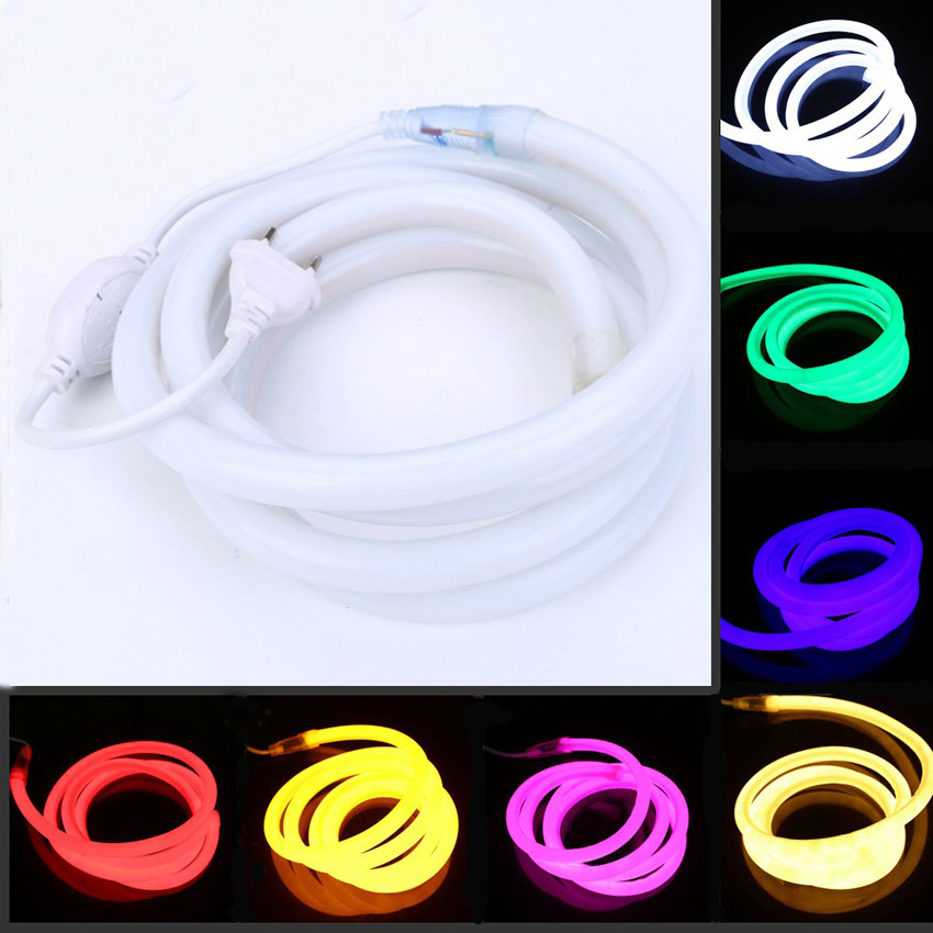 360 Degree Round LED Neon Strip Flexible Light 120Leds/M 5M 110V/220V Waterproof gallery