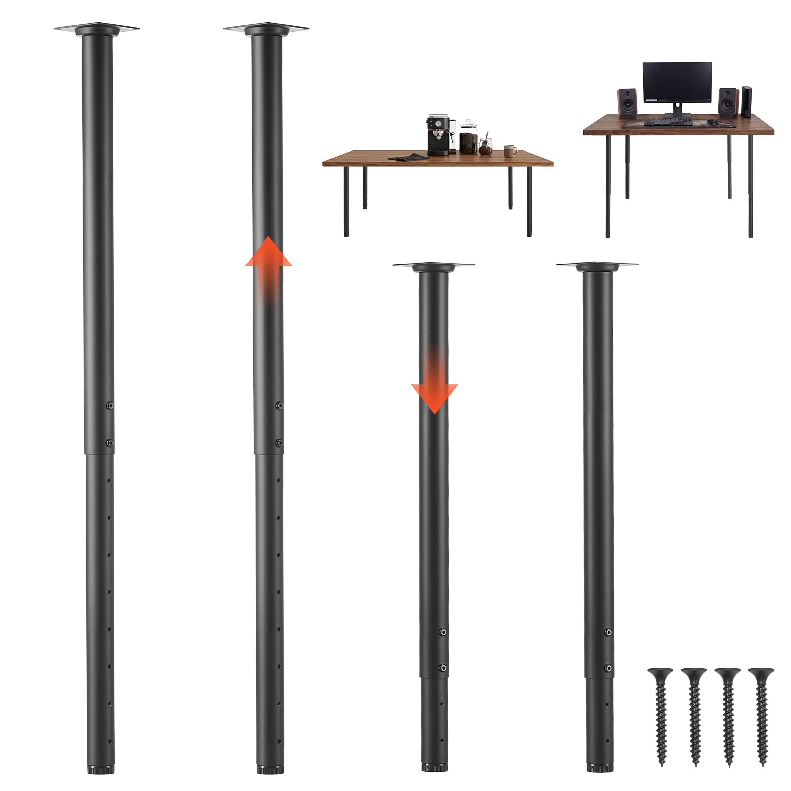 VEVOR Adjustable Round Steel Table Legs 24-40 in 1200 lbs Heavy Duty Set of 4 gallery
