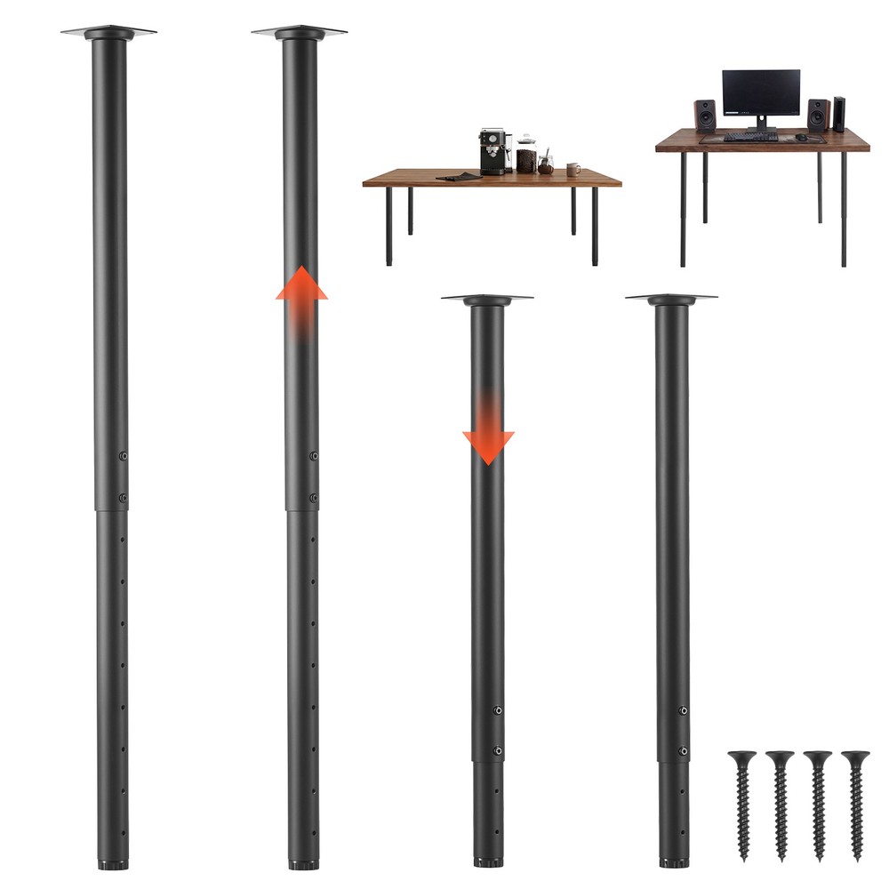 VEVOR Adjustable Round Steel Table Legs 24-40 in 1200 lbs Heavy Duty Set of 4