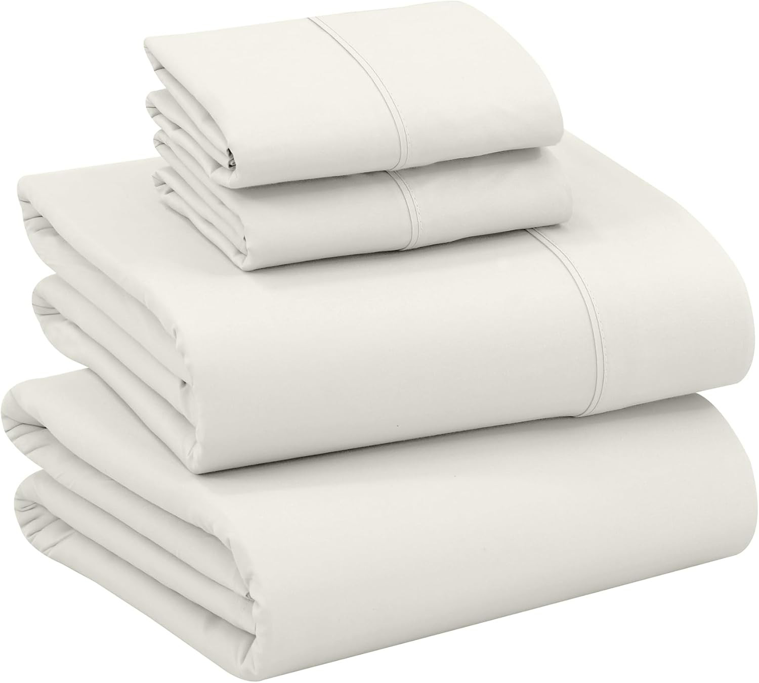 Crisp 100% Cotton Queen Sheets Set - Cooling, Soft, Deep Pocket, Ivory gallery