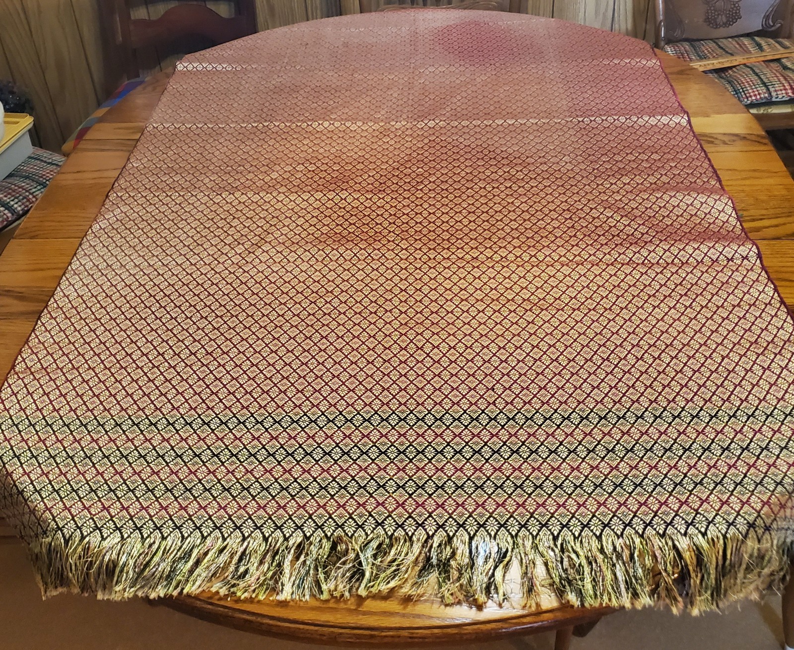 Wide Woven Multi Colored Shiny Metallic Table Runner 75" X 38 1/2" Free Shipping gallery
