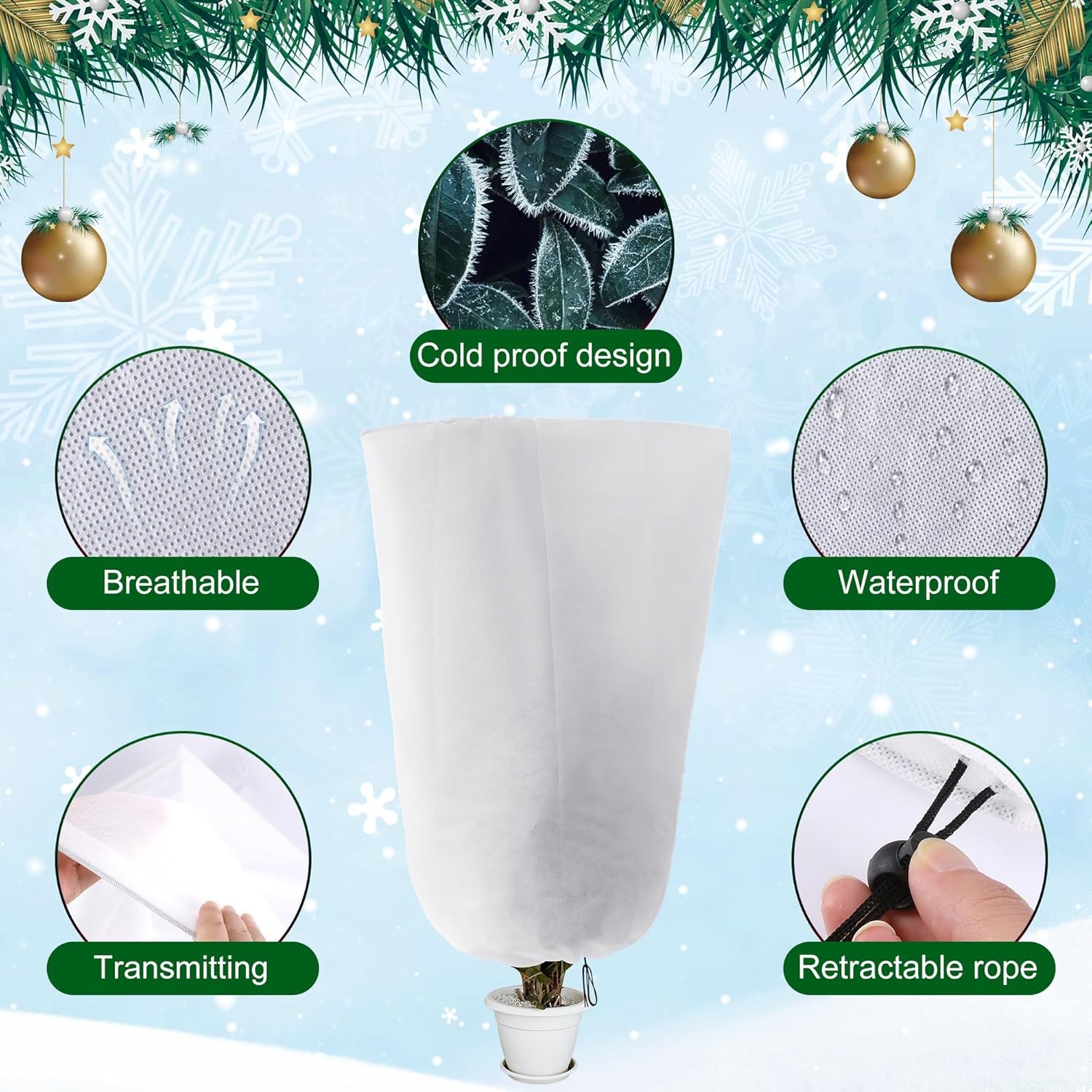 Frost Protection Plant Cover 4Pcs Garden Tree Shrub Zipper Drawstring Vacuum Bag gallery