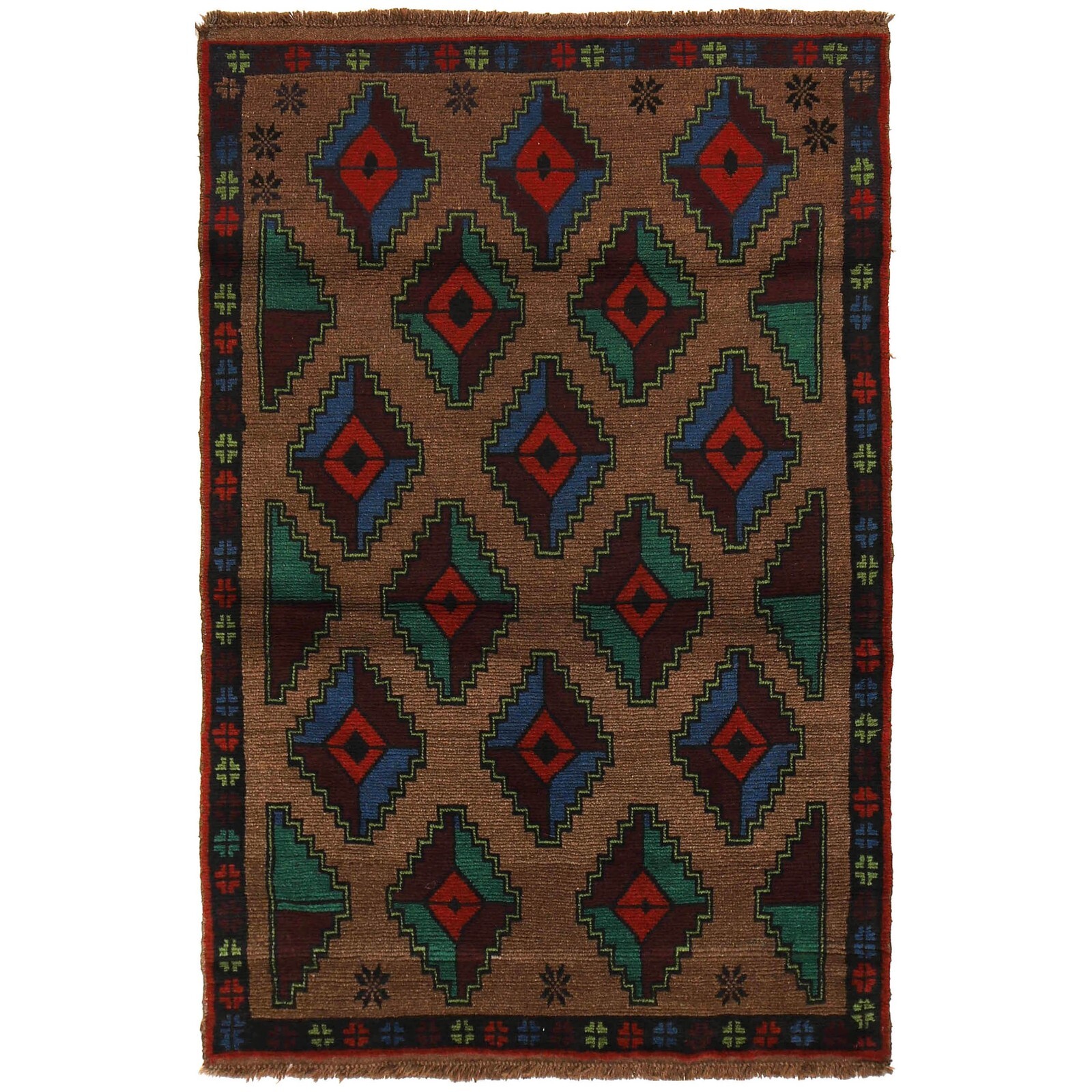 Hand Knotted Traditional Afghan Baluchi Bedroom Carpet 3' 10 x 6' 3 ft -W27310 gallery