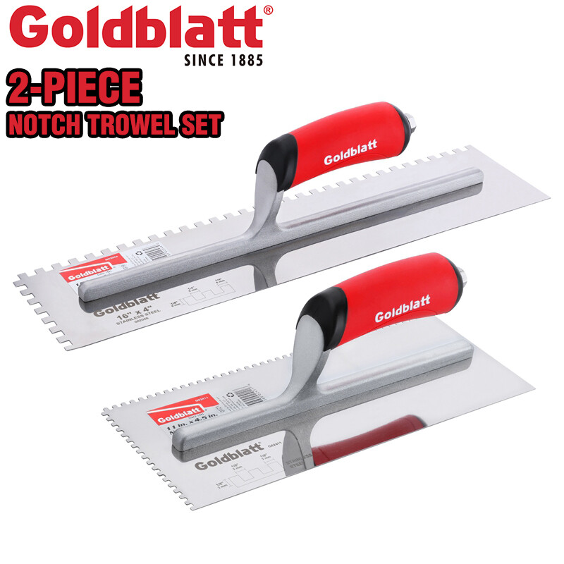 Goldblatt 2PCS Stainless Steel Notch Trowel Set1/8"X1/8" Square 1/4"X1/4" Square gallery