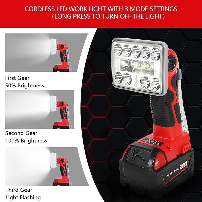 9W 1000LM LED Flashlight Work Light Spotlight for Milwaukee 18V Li-ion Batteries gallery