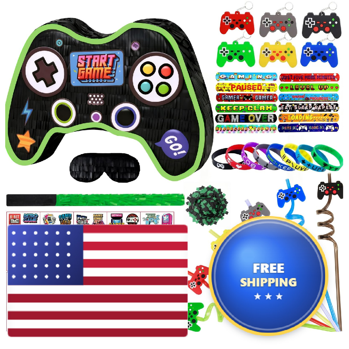 Figepo Video Game Pinata Set For Boy Kids Gamer Party Controller Pinata Straws gallery