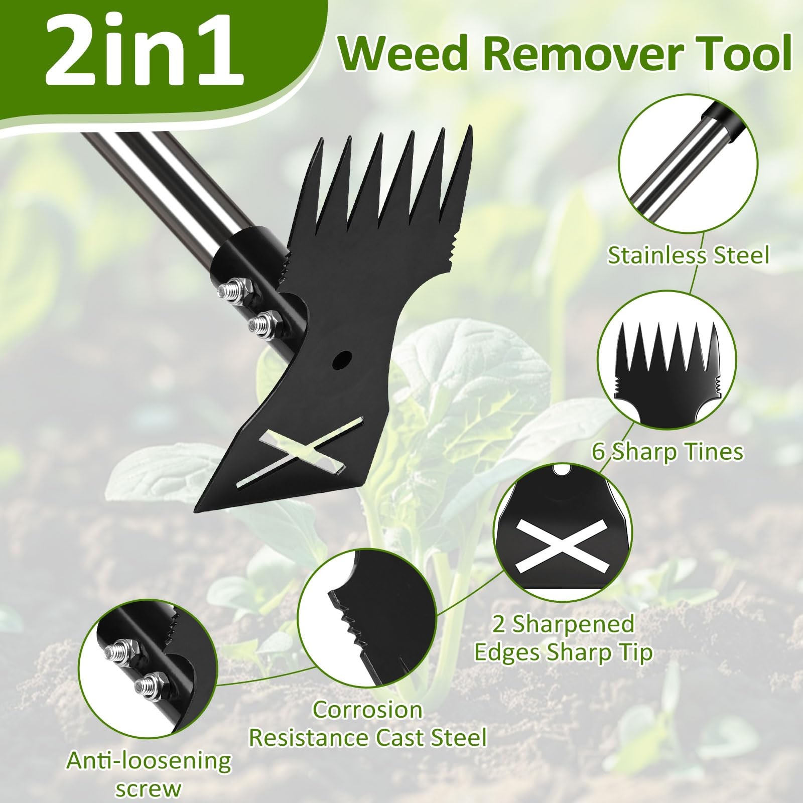 Weed Puller Tool with Long Handle - Adjustable Length Manual Weeder Tool, 2 i... gallery