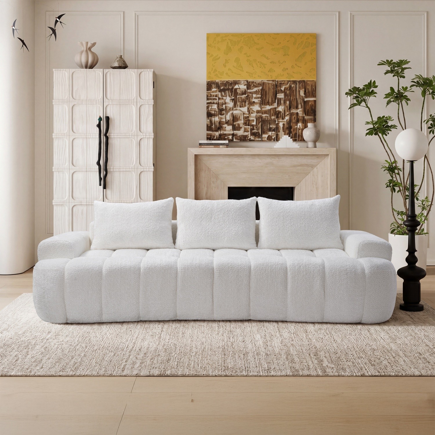 Oversized Curved Front Compressed Sectional Sofa 3-Seat No Assembly Required gallery