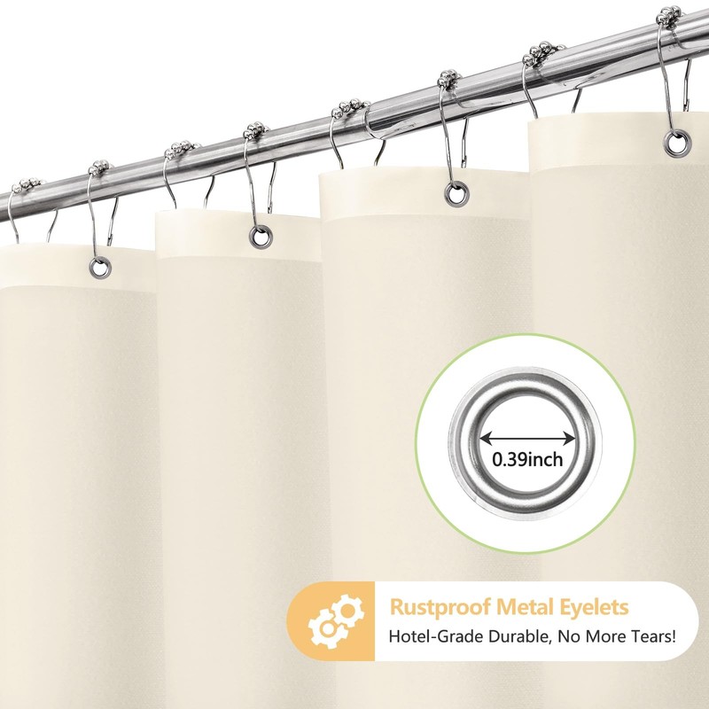 Waterproof Microfiber Shower Curtain Cream TPU Backed 2 Magnets 72x72 Inch gallery