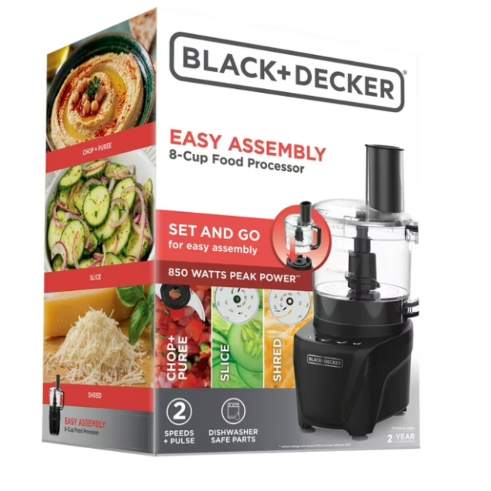 BLACK+DECKER Easy Assembly 8-Cup Food Processor 850W 2 Speeds + Pulse Chop gallery