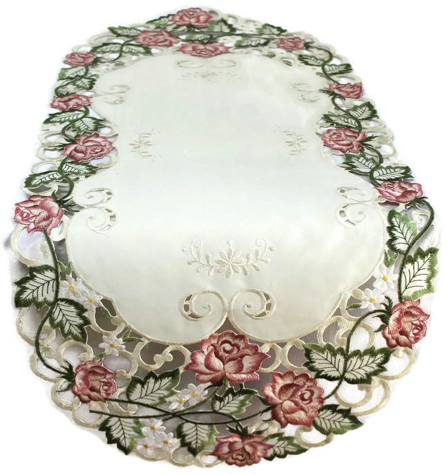 Doily Boutique Table Runner, Doily, Mantel Scarf with Victorian Pink Roses gallery