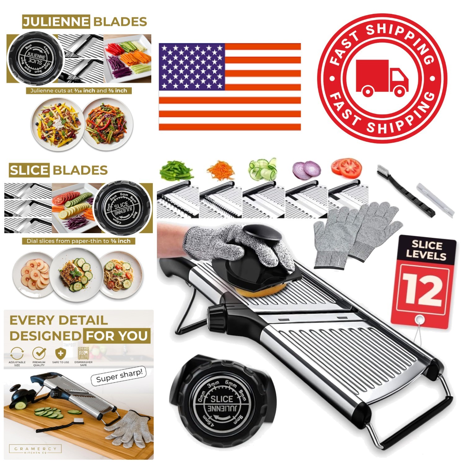 Dishwasher Safe Adjustable Mandoline Slicer for Uniform Cuts and Easy Cleanup gallery