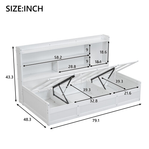 Twin Size Daybed with Storage Bookcases Underneath Storage Wood Sofa Bed Frames gallery
