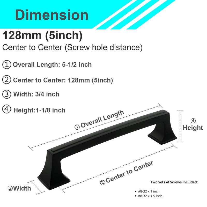 Solid Matte Black Cabinet Pulls Knobs Handles Kitchen Bathroom Drawers Hardware gallery