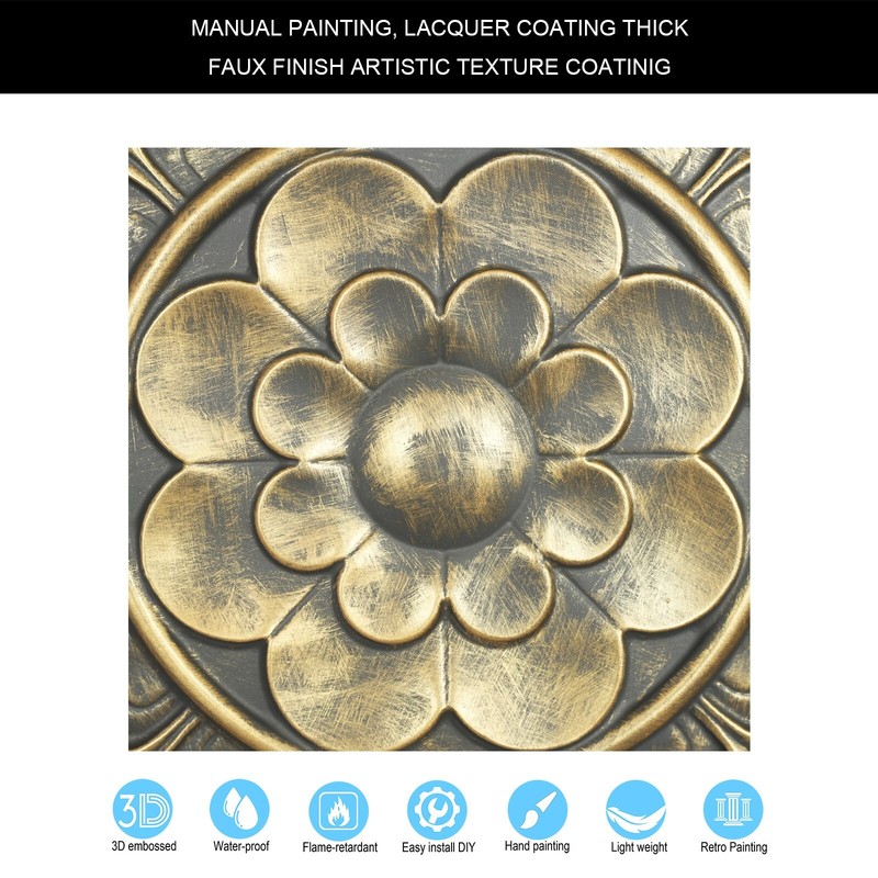 Art ceiling tile Embossed wall panel for Restaurant PL08 ancient gold 10pcs gallery