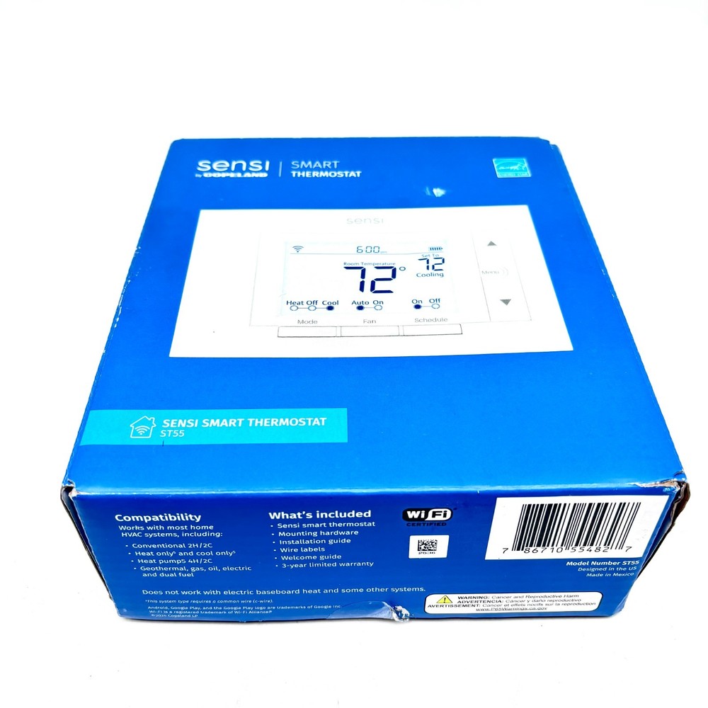 Sensi By Copeland Smart Programmable Thermostat for Smart Home Model ST55