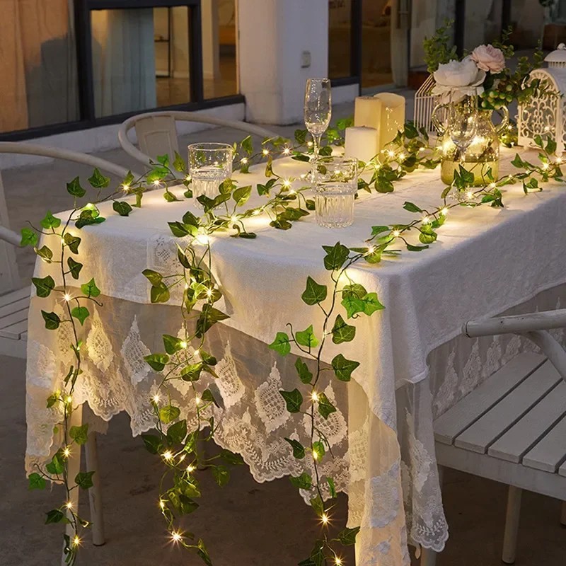 Artificial Green Leaf String Lights: Battery-powered Fairy Lights for Christmas gallery