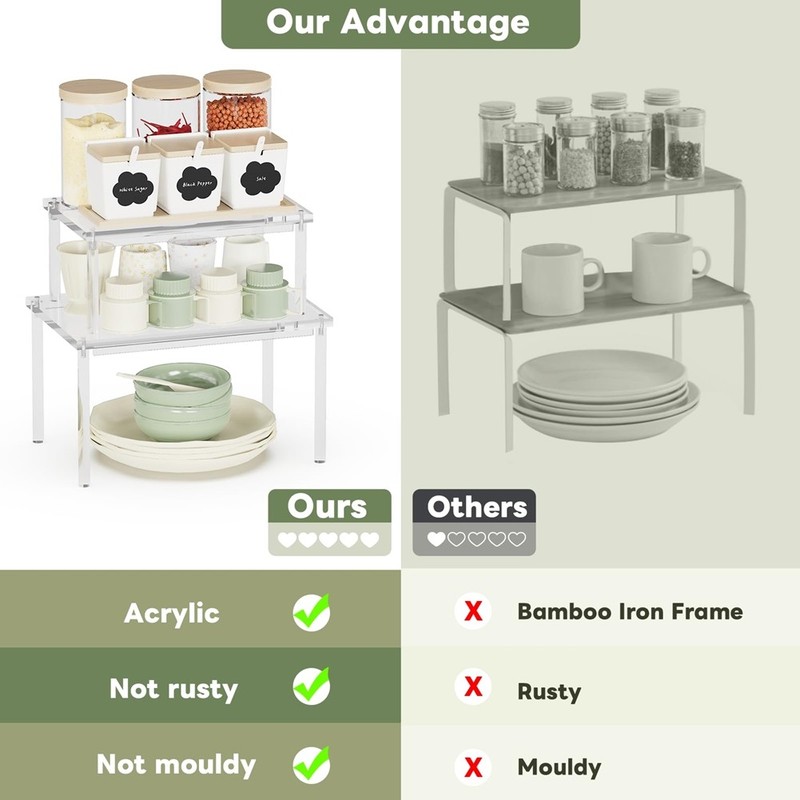 1x (house essentials 2 pack transparent acrylic shelf, spice rack as ges1405 gallery