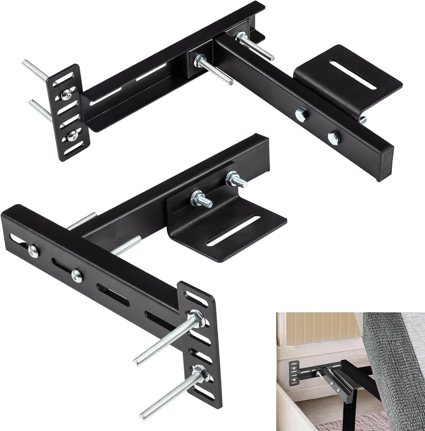2 Pack Universal Adjustable Headboard Brackets Kit for Bed Base gallery