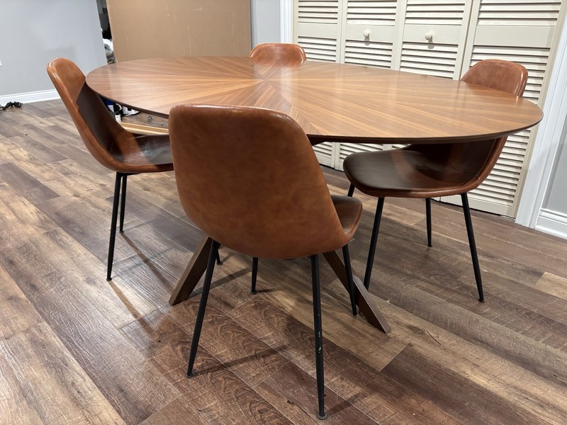Beautiful Dining Table Set For 4 - Walnut Base (Table + 4 Chairs) gallery