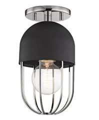 MITZI “HALEY” FLUSH MOUNT LIGHT FIXTURE IN POLISHED NICKEL & BLACK H145601PN/BK