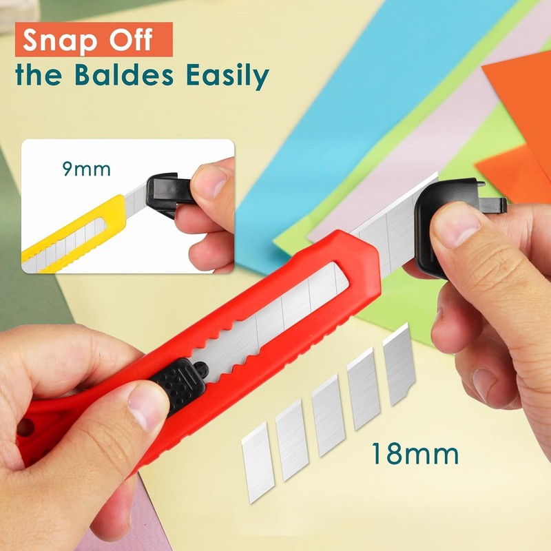 Utility Knife Box Cutter Razor Auto-lock 4-Pack Set, Retractable Box Cutter gallery