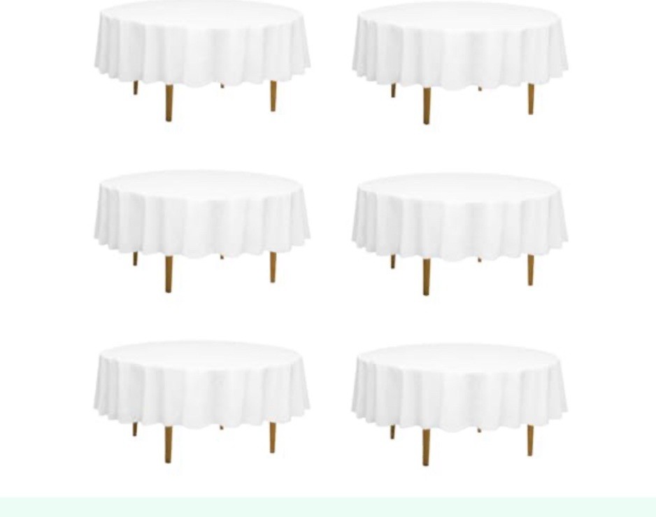 Round Tablecloths (6 For 19!) for weddings or banquets. 70 in diameter. White gallery