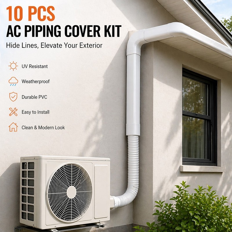 For Mini Split/Central Air Conditioner Decorative PVC 3" W Line Set Cover Kit gallery