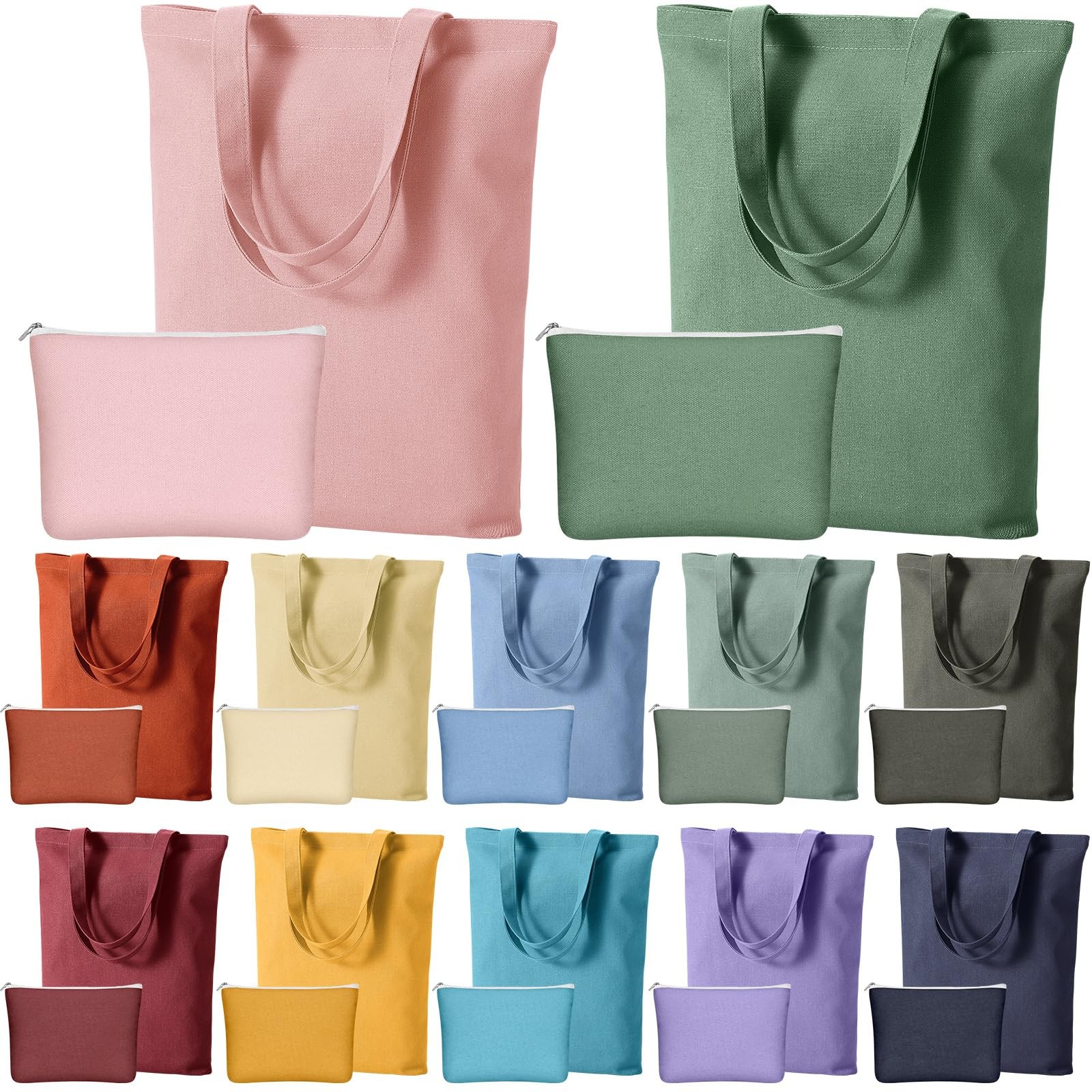 24 Pack Blank Tote Bags Bulk and Makeup Pouches 13 x 15 Inch Cotton Reusable ... gallery