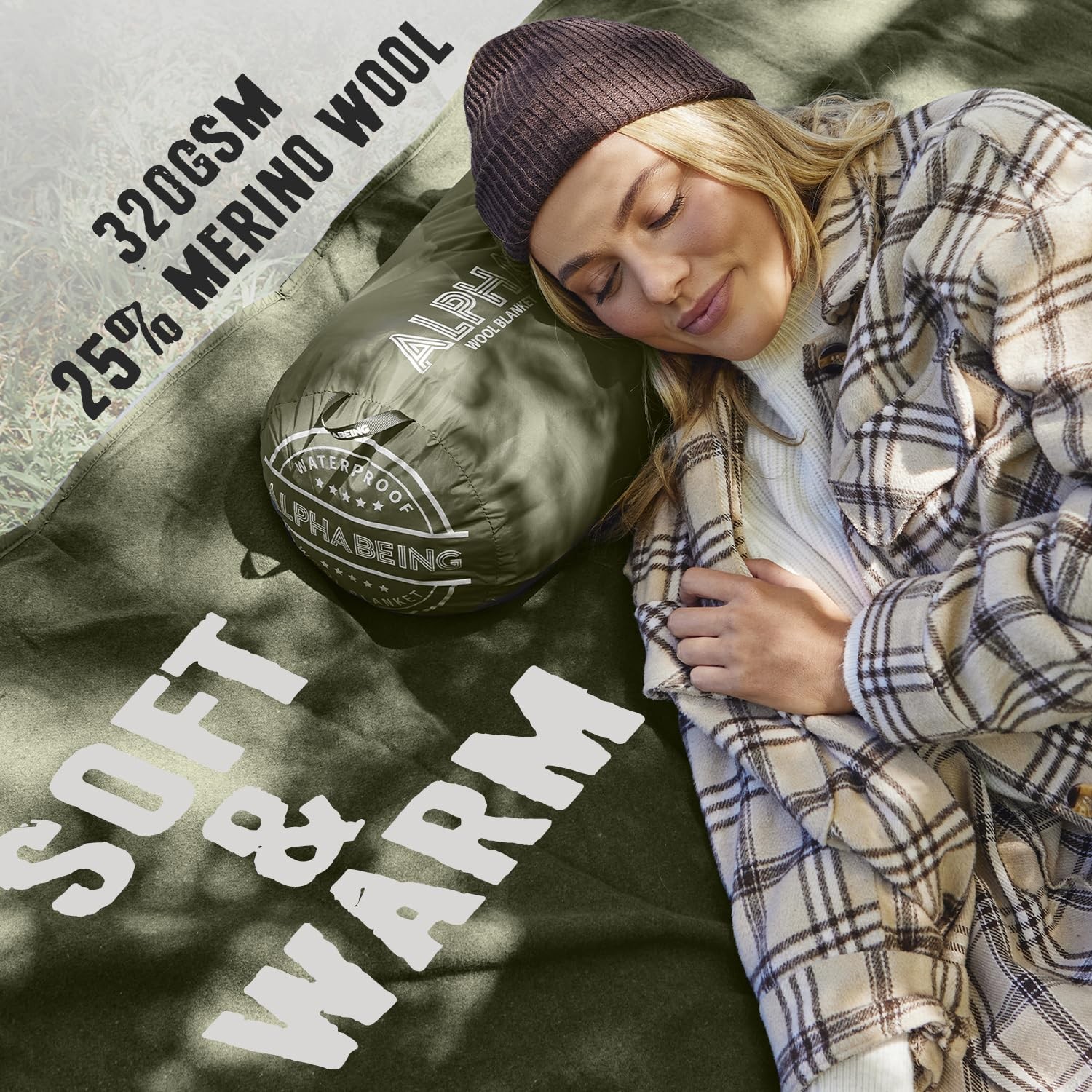 Waterproof Outdoor Blanket with Merino Wool, Extra Thick Warm, Windproof, Pac... gallery