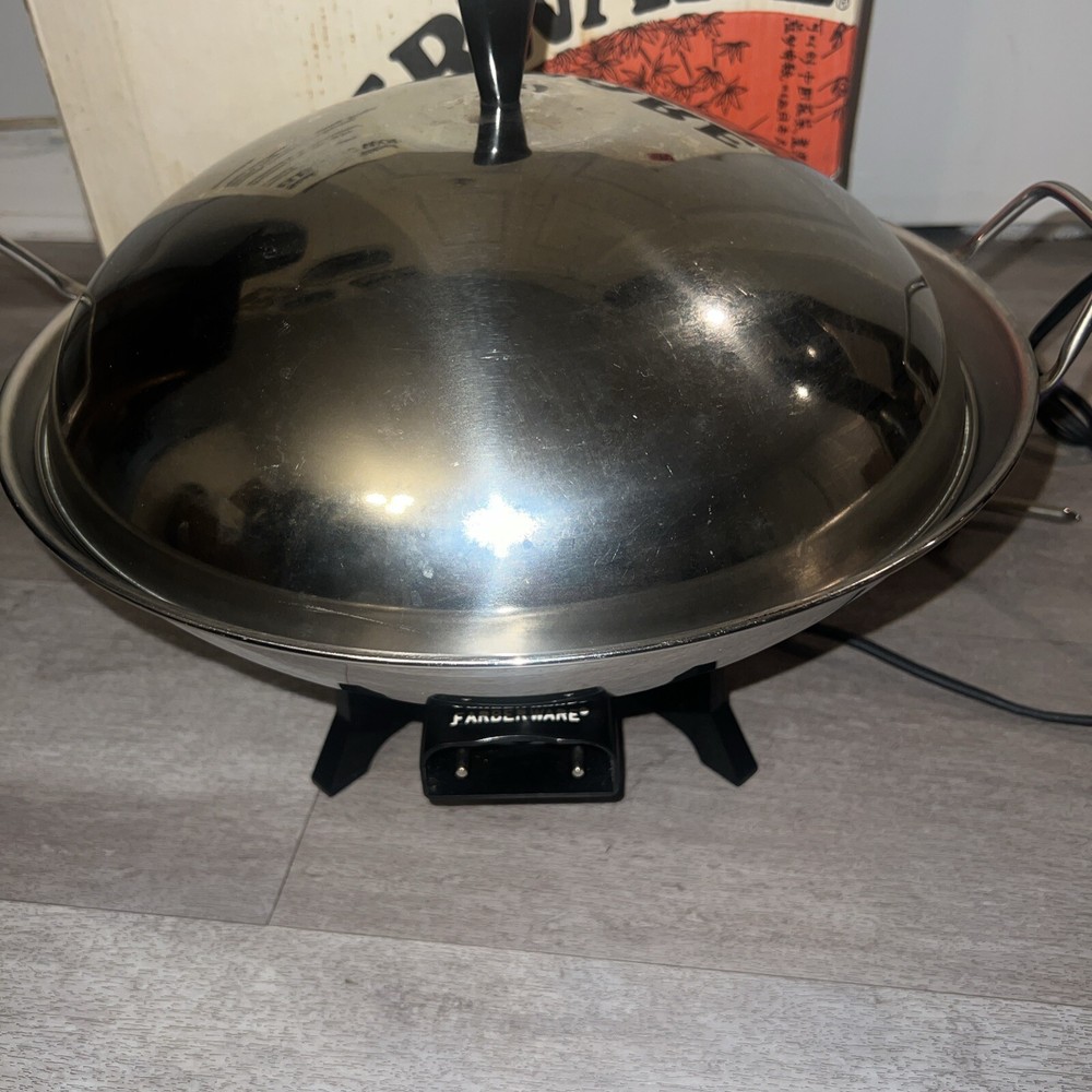 Electric Wok Farberware Model #303 Vintage Stainless Steel Works W/Cord.