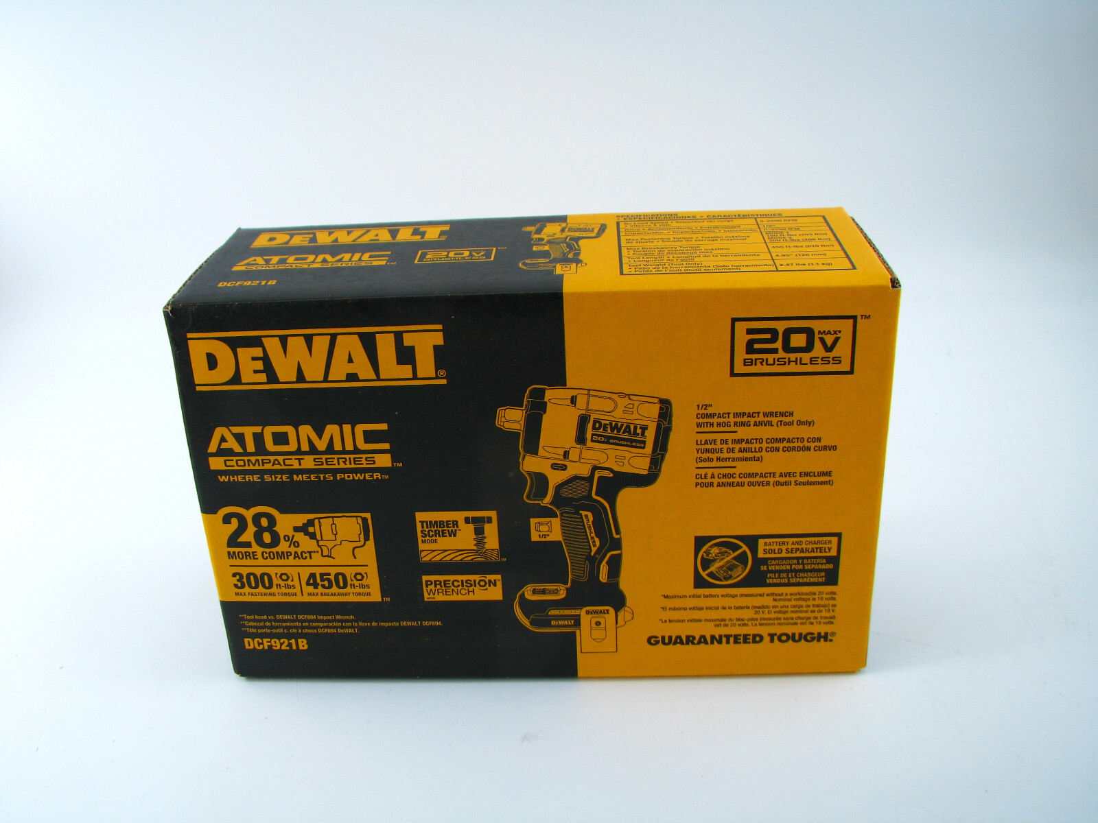 NEW DEWALT Atomic 20V Brushless 1/2" Impact Wrench DCF921b 20 volt compact small gallery
