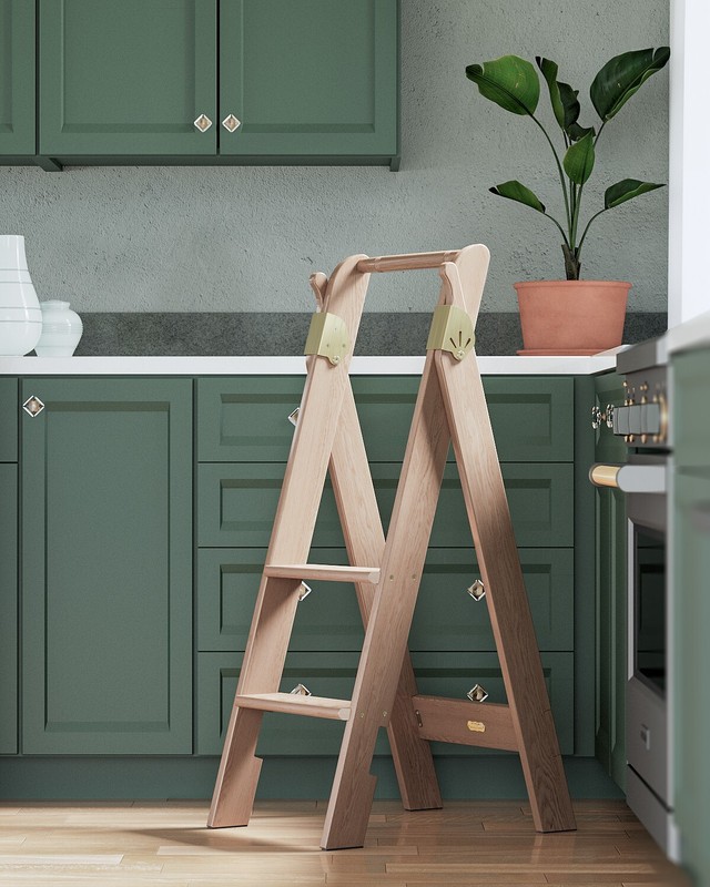 Putnam 2 Step Catalyzed Lacquer Satin Finish Wood Ladder Folding Step Stool gallery