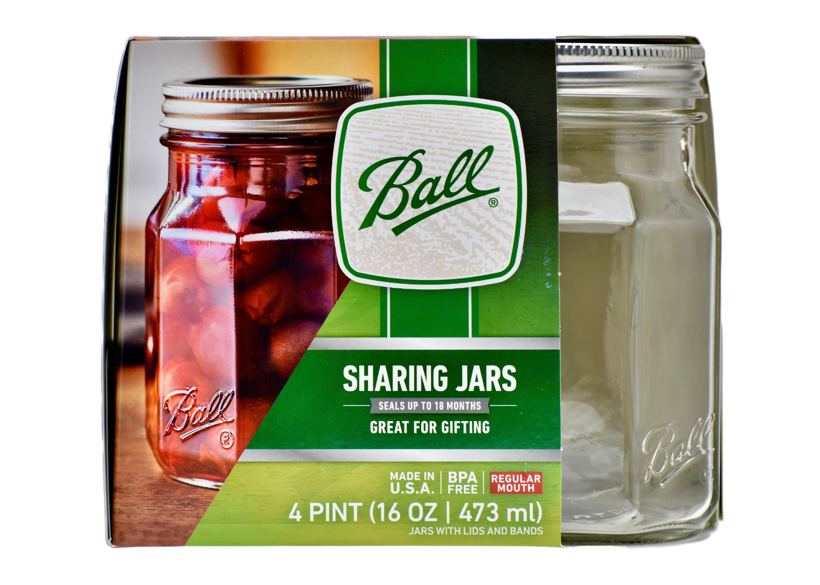 NEW Ball Collection Elite Sharing Jars w/ Lids, 16oz ea || Pack of 4 gallery