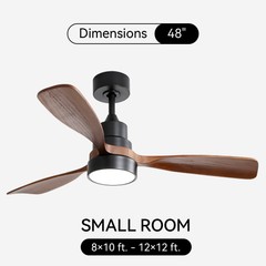 Smart 48in Ceiling Fans with Solid Wood Blades and LED APP/Voice/Remote Control