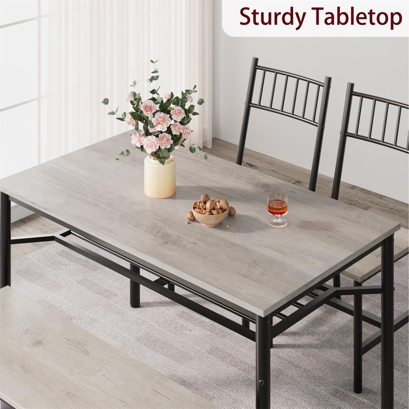 ✅Dining Table Set for 4 Kitchen Table and 2 Chairs with Storage Bench Dining Set gallery