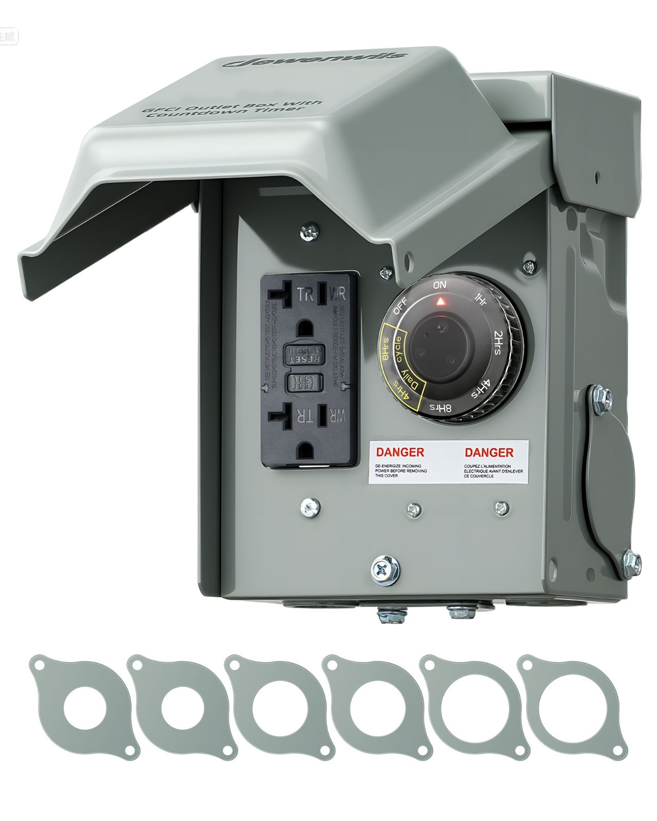 DEWENWILS Outdoor GFCI Outlet Box with Timer 20A 2500W Weatherproof 3R Enclosure gallery