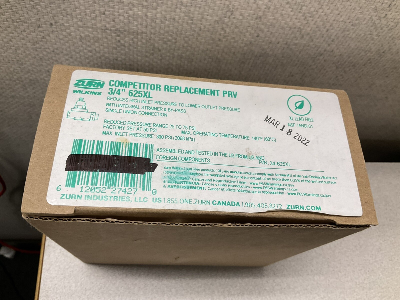 Zurn Wilkins 3/4" Competitor Replacement Pressure Reducing Valve 625XL gallery