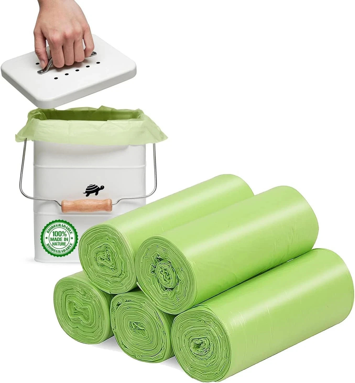 120 Counts Mini Garbage Bags, 1.2 Gallon Small Compostable Trash Bags, Sm gallery
