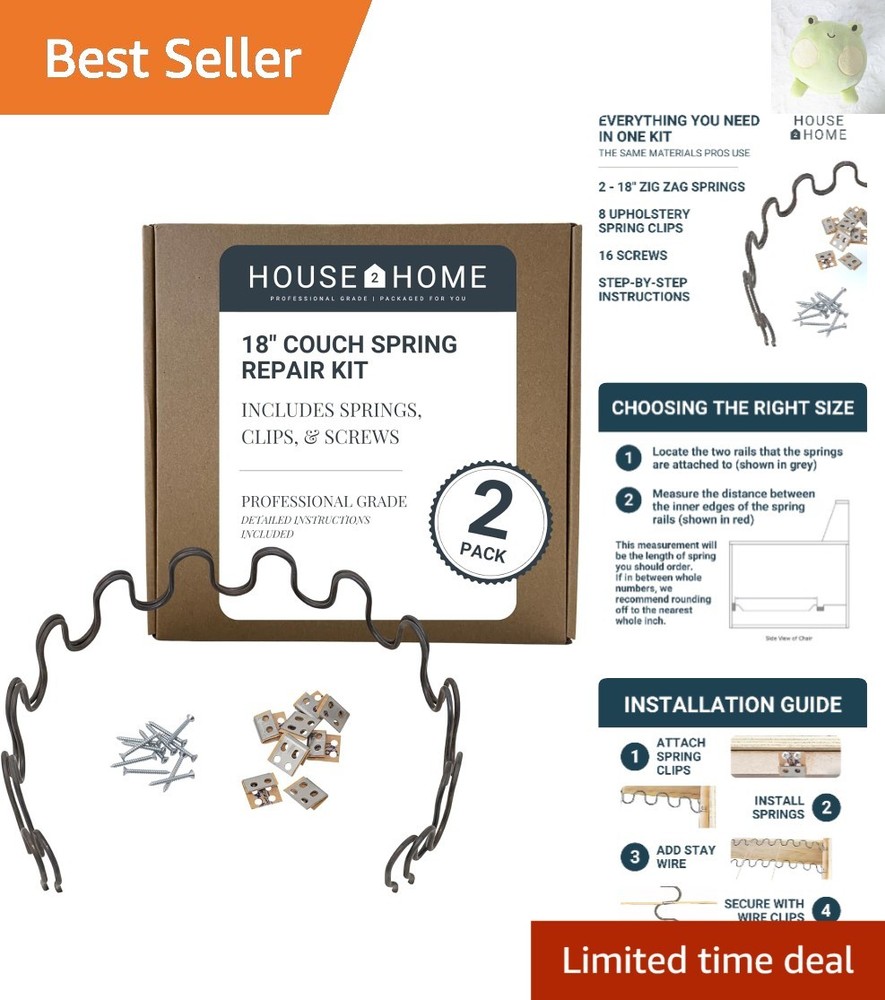 Easy Install 18” Sinuous Spring Replacement Kit - 2 Pack for Household Furniture
