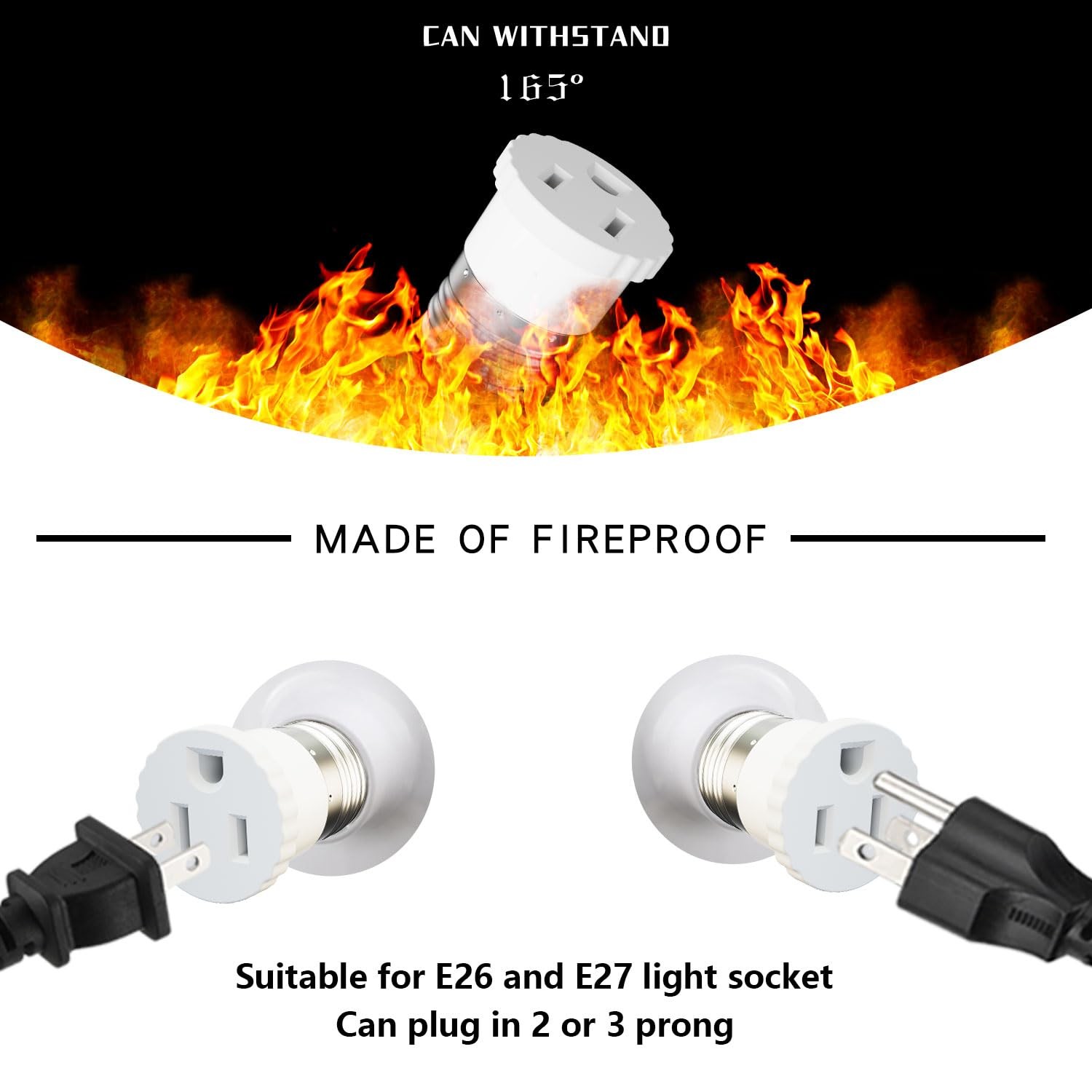 2 Pack, Light Socket to Plug Adapter, Convert Bulb White gallery