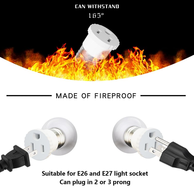 2 Pack, Light Socket to Plug Adapter, Convert Bulb White gallery