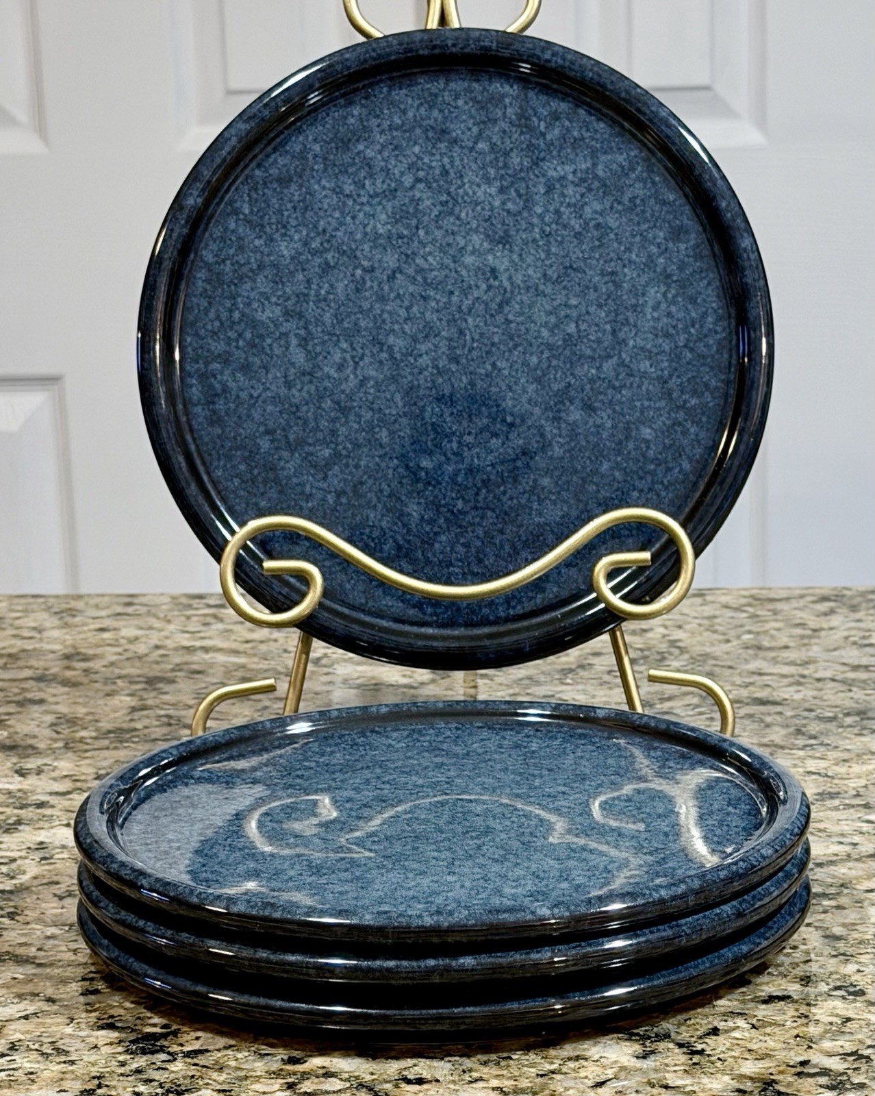 Stone + Lain Dark Blue Reactive Glaze Salad Plates 8.6” Set of 4 Stoneware NEW gallery