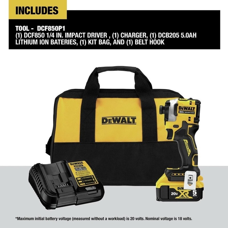 DEWALT DCF850P1R 20V MAX ATOMIC 3-Speed 1/4" Impact Driver Kit Certified gallery