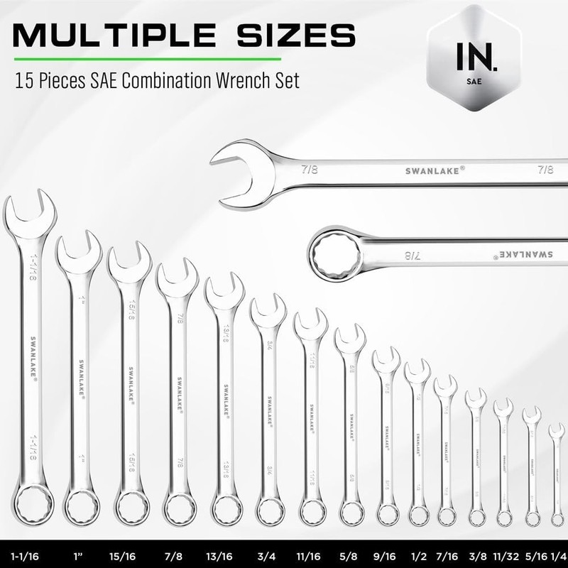 Max Torque 15-Piece Premium Combination Wrench Set, Chrome Vanadium Steel, Long gallery