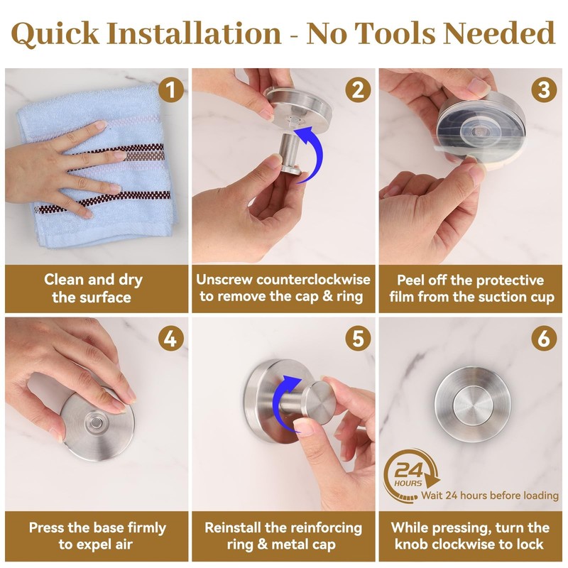 4× Suction Cup Hooks Waterproof Shower Hooks Bathroom Towel Hanger Punch-Free US gallery