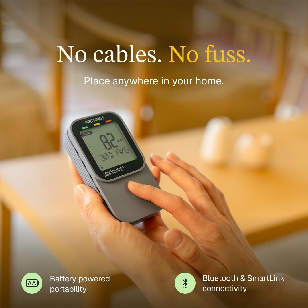 Airthings 325 Corentium Home 2 Smart Digital Radon Detector - 1 Pack, Black gallery
