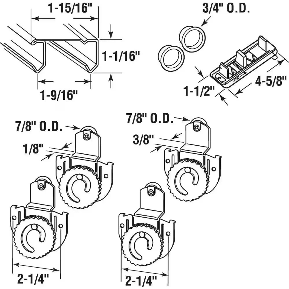 Prime-Line 72 in Bi-Pass Sliding Closet Door Track Hardware Kit gallery