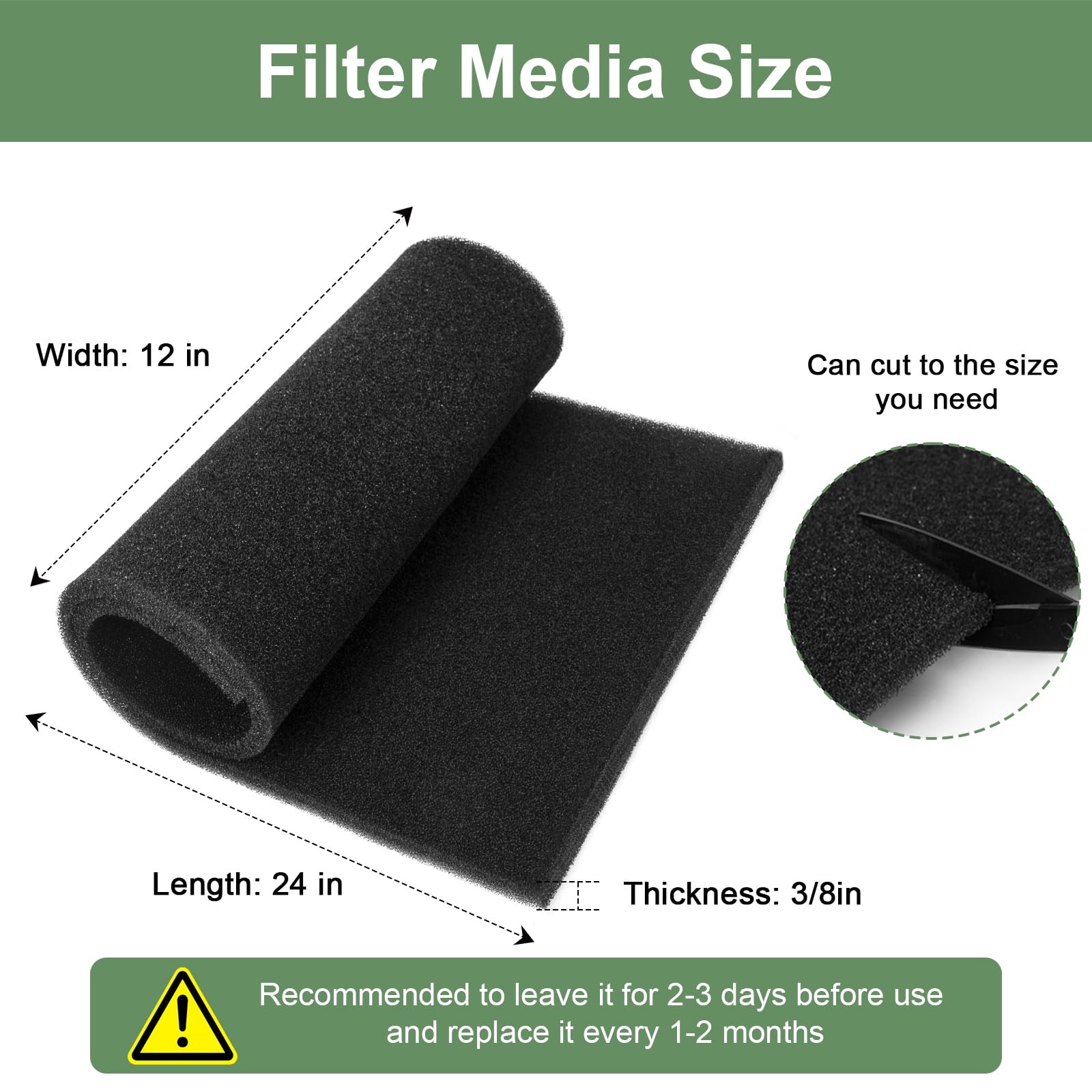 Air Filter Foam Sheet Material Replacement for UNI 12" x 24" x 3/8" 40PPI Coa... gallery