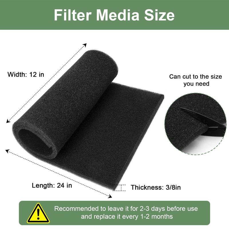 Air Filter Foam Sheet Material Replacement for UNI 12" x 24" x 3/8" 40PPI Coa... gallery